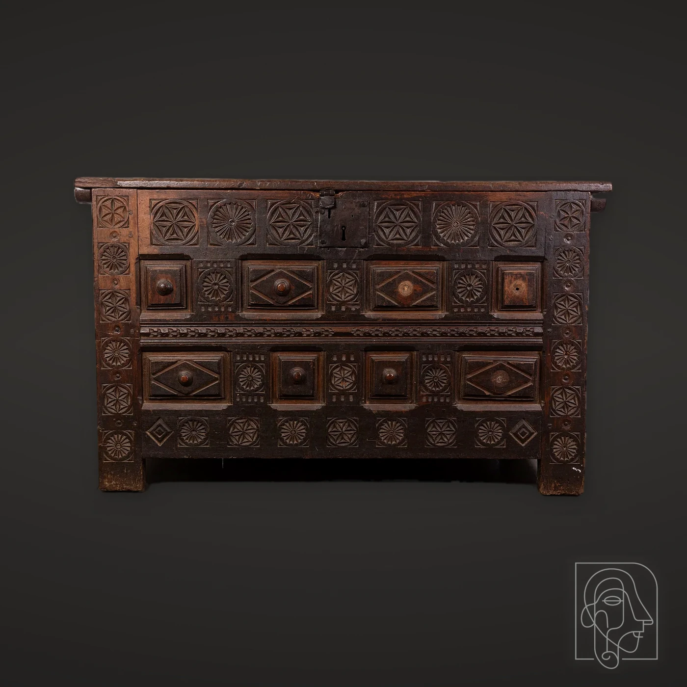 Carved Paneled Oak Blanket Chest (Joined Coffer)
