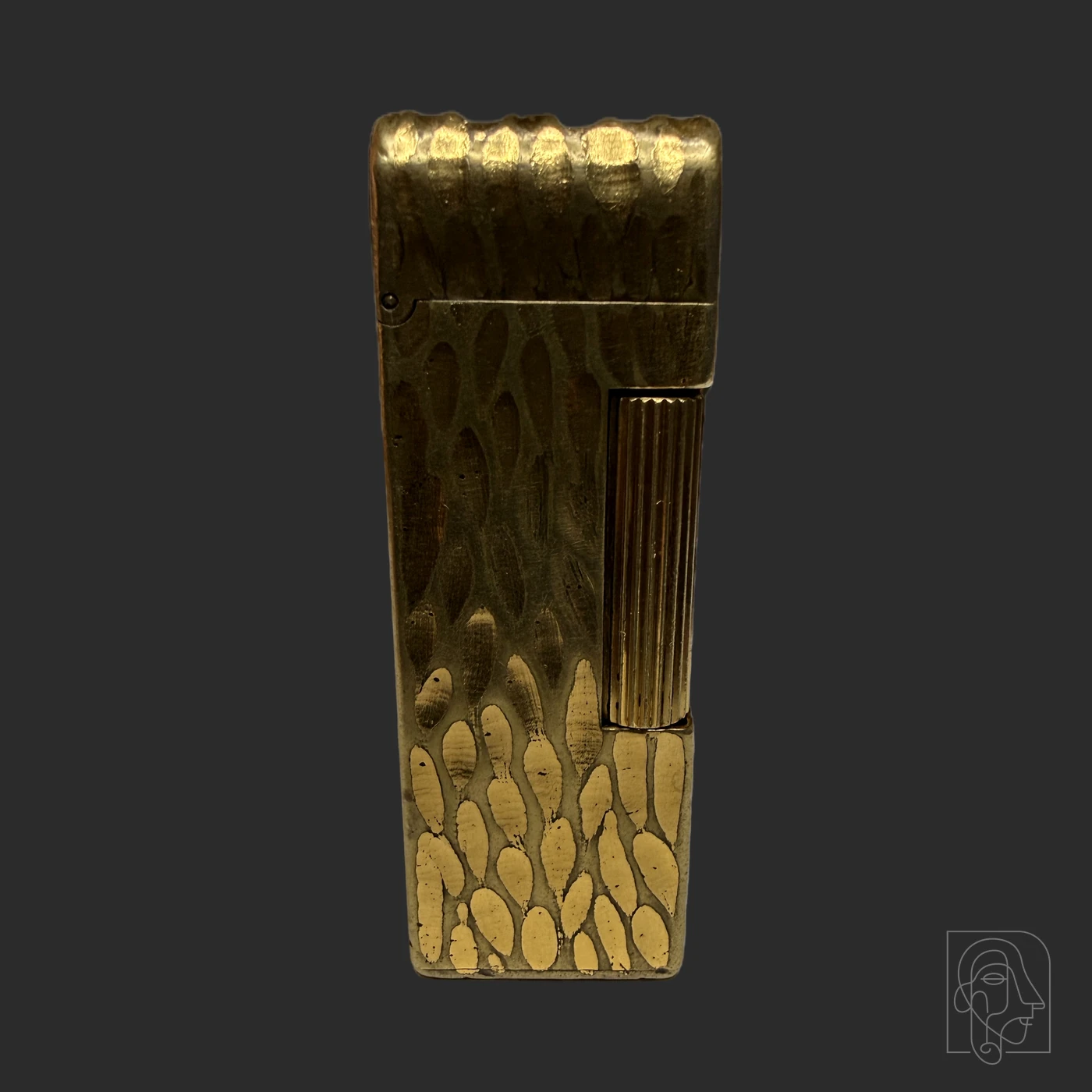 Alfred Dunhill Rollagas Butane Pocket Lighter (Textured Gold-Tone with Black Lacquer Panels) — JCA.2026.055