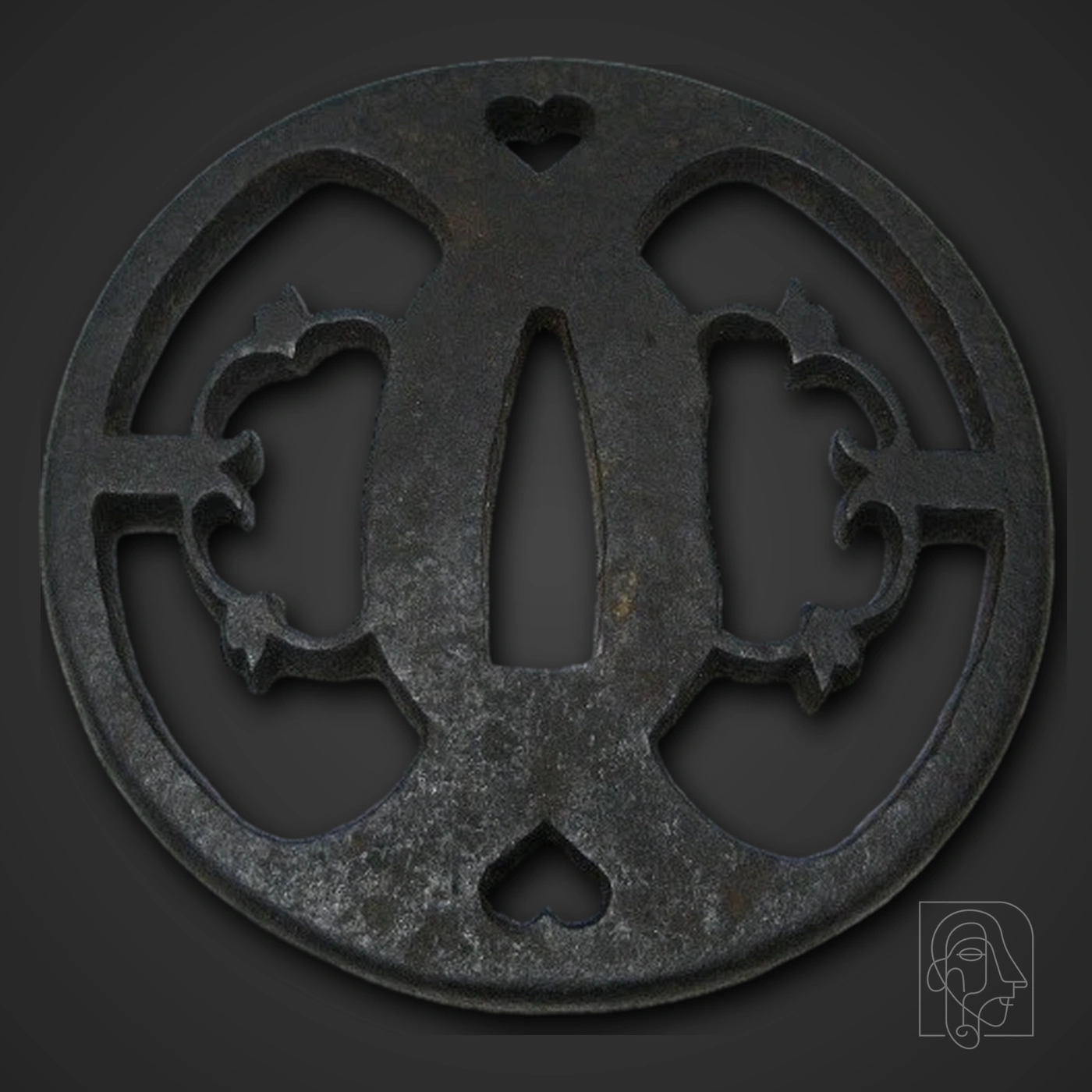 Unsigned Japanese Iron Ji-Sukashi Tsuba